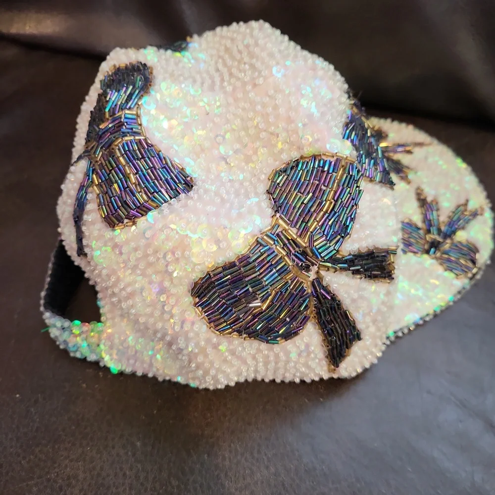 Women's Sequined Beaded Bow Baseball Hat Size Medium - Picture 4 of 5